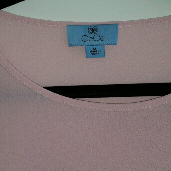 CeCe Pink Blouse with Stilted Short Sleeve & Ties - Picture 2 of 6